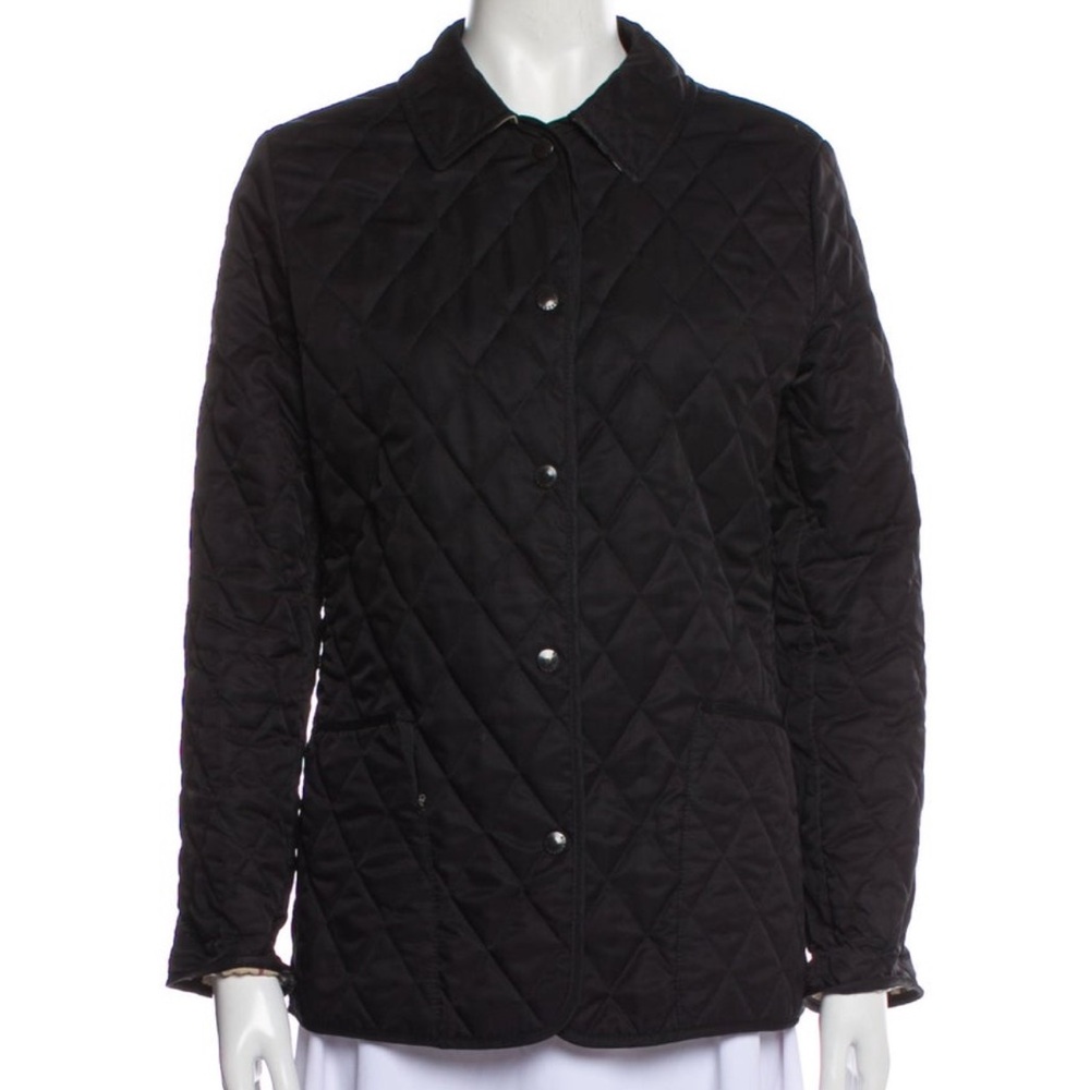 Burberry Black Quilted Puffer Jacket Hip-Length